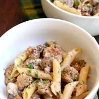 Penne with Chicken Sausage and Crimini Mushrooms